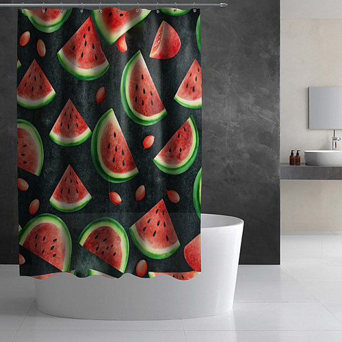 Шторка для ванной Паттерн красные дольки арбуза / 3D-принт – фото 2