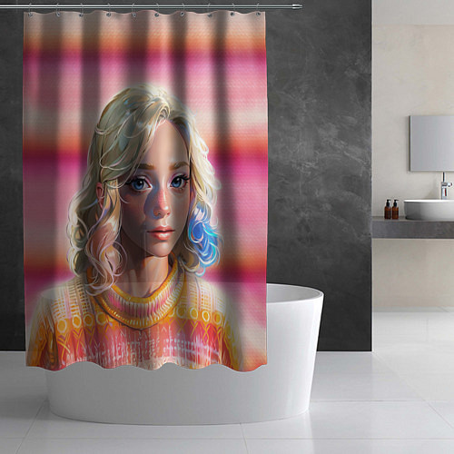 Шторка для ванной Энид Синклер - арт и текстура розового свитера / 3D-принт – фото 2