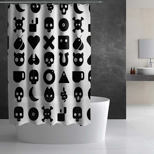 Шторка для ванной Love death robots pattern white / 3D-принт – фото 2