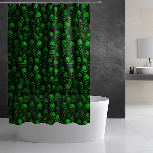 Шторка для ванной Зеленые черепа / 3D-принт – фото 2