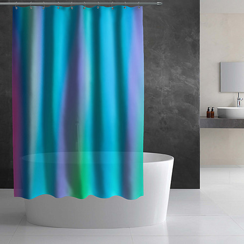 Шторка для ванной Неоновые голографические линии / 3D-принт – фото 2