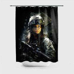 Шторка для душа Девушка воин в боевой экипировке, цвет: 3D-принт