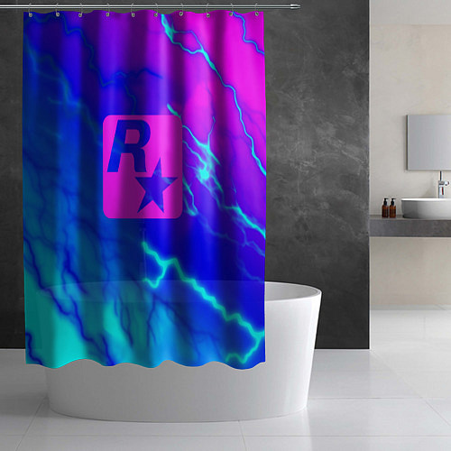 Шторка для ванной Rockstar storm молнии / 3D-принт – фото 2