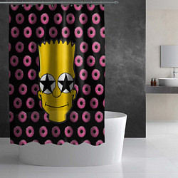 Шторка для душа Барт Симпсон на фоне пончиков, цвет: 3D-принт — фото 2