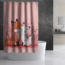 Шторка для душа Влюбленные милые лисички, цвет: 3D-принт — фото 2