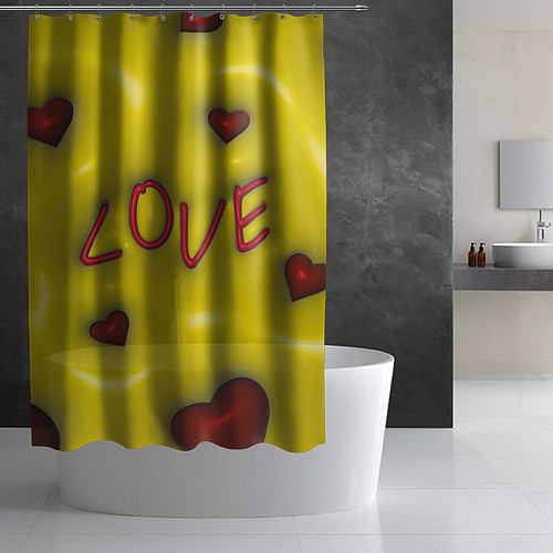 Шторка для ванной Love эффект раздувания / 3D-принт – фото 2