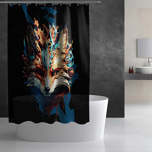 Шторка для ванной Живописный лис / 3D-принт – фото 2