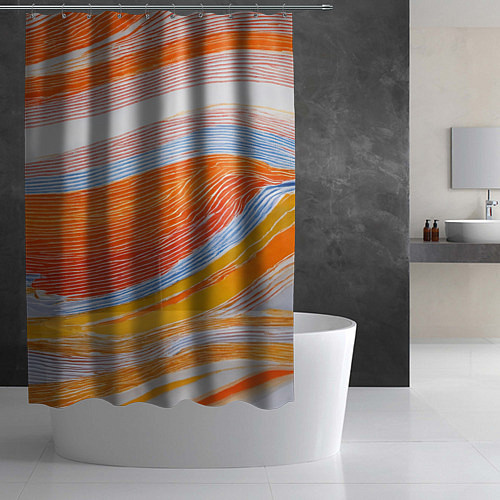 Шторка для ванной Многоцветный полосатик / 3D-принт – фото 2