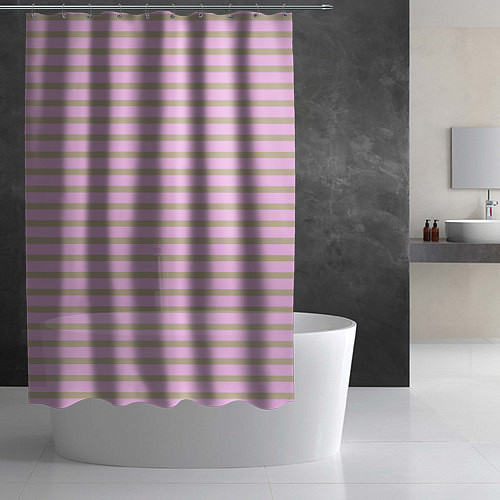 Шторка для ванной Розовый с золотыми полосками / 3D-принт – фото 2