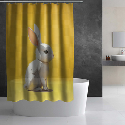 Шторка для ванной Белоснежный кролик / 3D-принт – фото 2