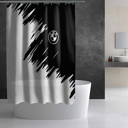 Шторка для ванной BMW sport краски черные разрывы / 3D-принт – фото 2