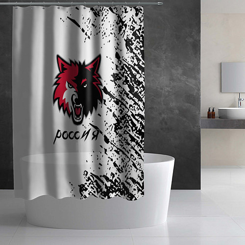 Шторка для ванной Волк Россия краски / 3D-принт – фото 2