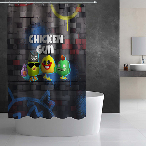 Шторка для ванной Чикен Ган - граффити / 3D-принт – фото 2