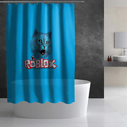 Шторка для душа Roblox синий кот, цвет: 3D-принт — фото 2