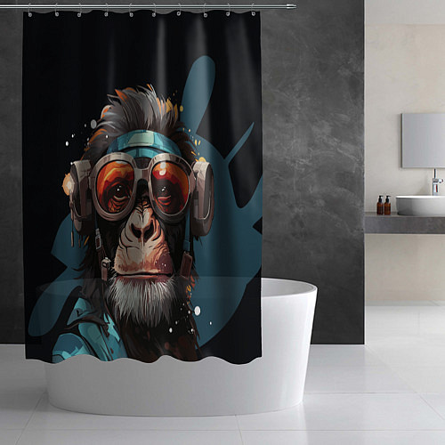 Шторка для ванной Крутая обезьяна в очках / 3D-принт – фото 2