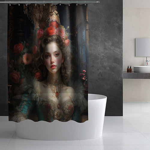 Шторка для ванной Красавица и чудовище girl / 3D-принт – фото 2