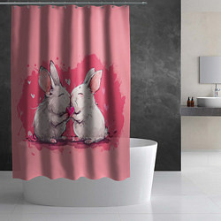 Шторка для душа Милые влюбленные кролики, цвет: 3D-принт — фото 2