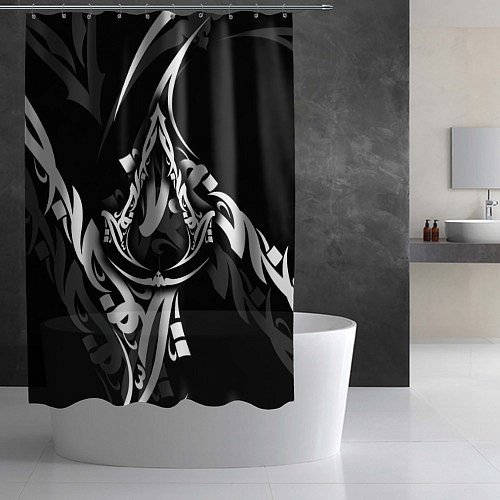 Шторка для ванной Assassins Creed: Mirage - каллиграфия / 3D-принт – фото 2