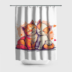 Шторка для душа Влюбленные милые котята, цвет: 3D-принт