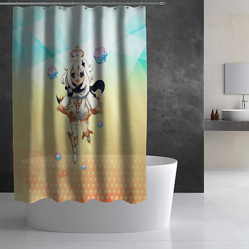 Шторка для ванной Геншин - Молитва Паймон / 3D-принт – фото 2