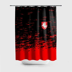 Шторка для душа Герб Белоруссии краски красные, цвет: 3D-принт