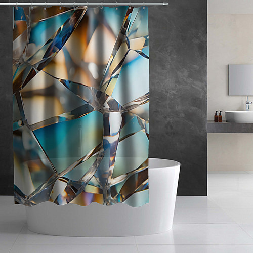Шторка для ванной Грани стеклянного камня / 3D-принт – фото 2