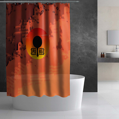 Шторка для ванной PUBG game orange / 3D-принт – фото 2