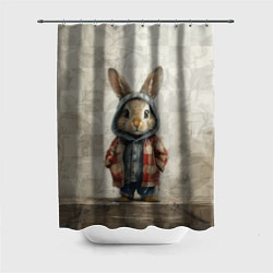 Шторка для душа Кролик в пальто, цвет: 3D-принт