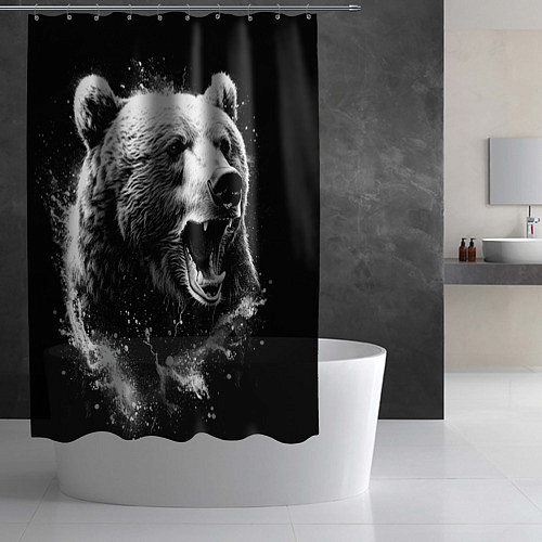 Шторка для ванной Медведь на охоте / 3D-принт – фото 2