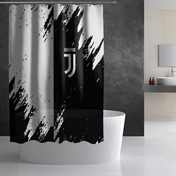 Шторка для душа Juventus краски чёрнобелые, цвет: 3D-принт — фото 2