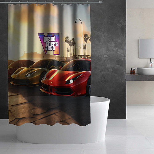 Шторка для ванной ГТА6 автопарк / 3D-принт – фото 2