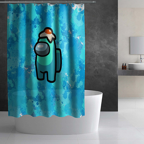 Шторка для ванной Амонг ас с яичницей на голове / 3D-принт – фото 2