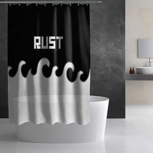 Шторка для ванной Раст текстура огонь белый / 3D-принт – фото 2