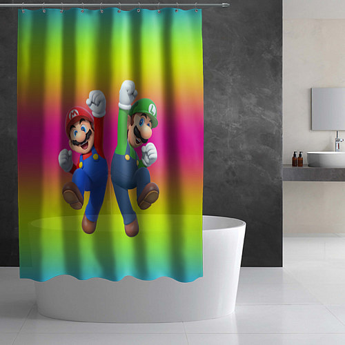 Шторка для ванной Братья Марио / 3D-принт – фото 2