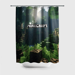 Шторка для душа Minecraft logo world, цвет: 3D-принт