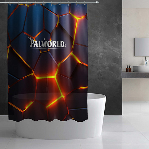 Шторка для ванной Palworld logo разлом плит / 3D-принт – фото 2