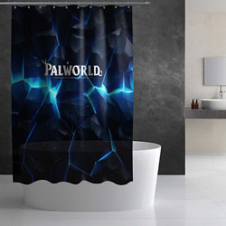 Шторка для душа Palworld logo blue ice, цвет: 3D-принт — фото 2
