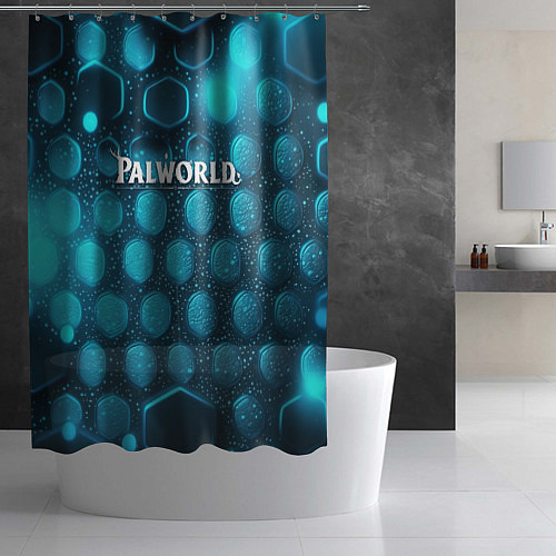 Шторка для ванной Palworld логотип космический / 3D-принт – фото 2