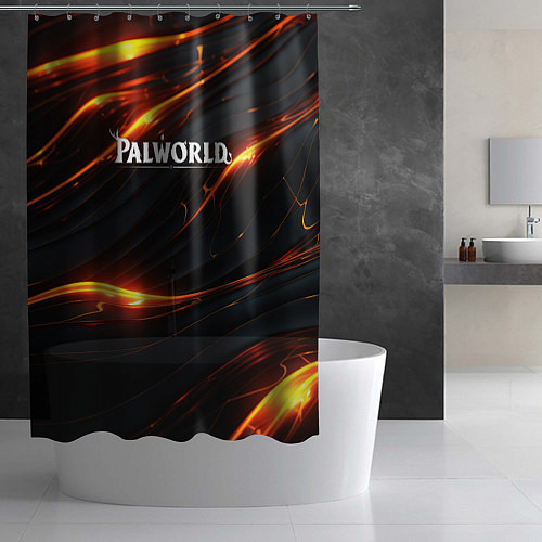 Шторка для ванной Palworld логотип янтарные волны / 3D-принт – фото 2