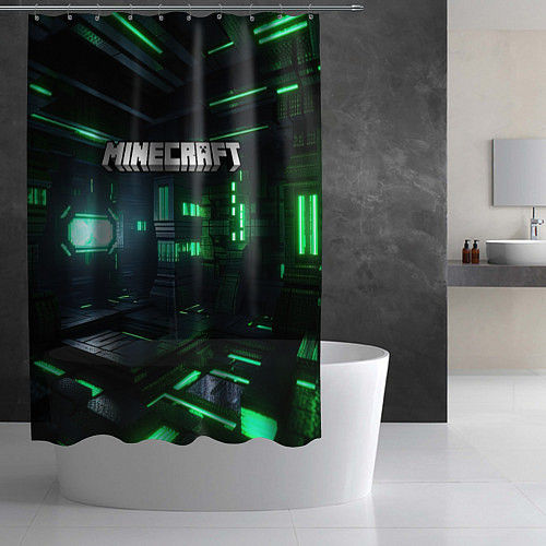 Шторка для ванной Minecraft logo зеленый мир / 3D-принт – фото 2