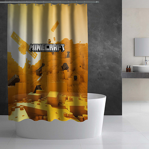 Шторка для ванной Minecraft logo яркий желтый мир / 3D-принт – фото 2