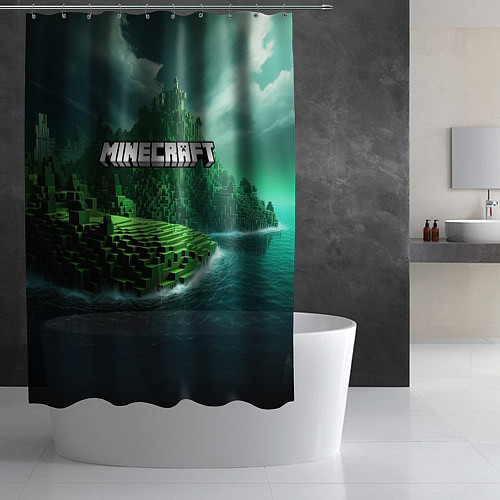Шторка для ванной Minecraft logo зеленый мир / 3D-принт – фото 2