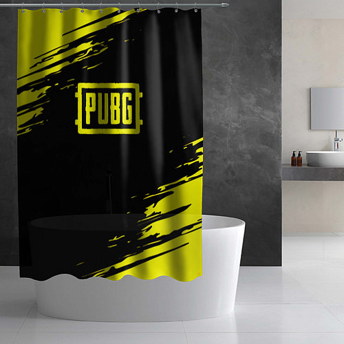 Шторка для ванной Pubg текстура краски жёлтые / 3D-принт – фото 2