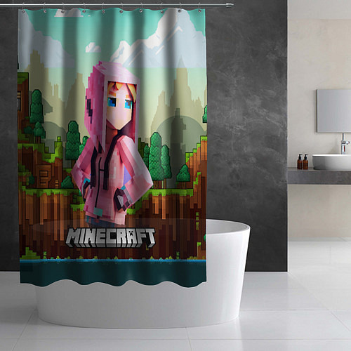 Шторка для ванной Персонаж Minecraft девушка в пиксельном мире / 3D-принт – фото 2