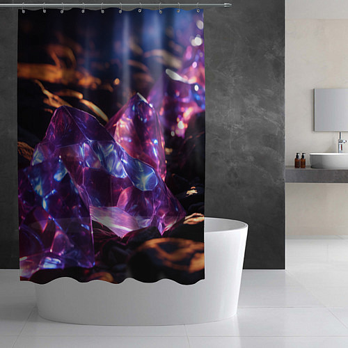 Шторка для ванной Фиолетовые комические камни / 3D-принт – фото 2