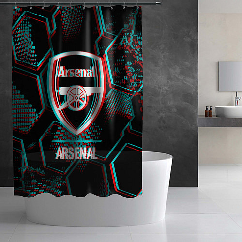 Шторка для ванной Arsenal FC в стиле glitch на темном фоне / 3D-принт – фото 2