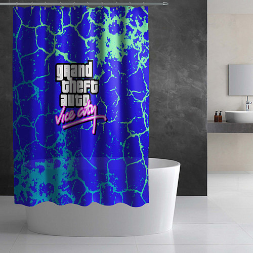Шторка для ванной GTA вайсити неоновая текстура / 3D-принт – фото 2