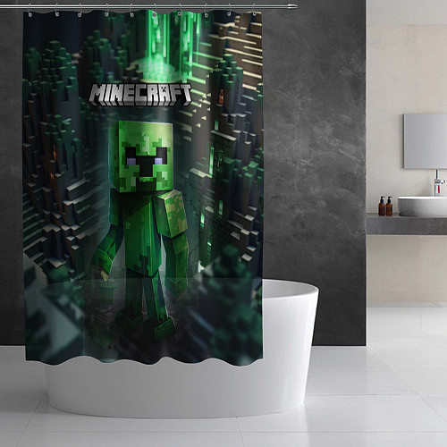 Шторка для ванной Minecraft зеленый персонаж / 3D-принт – фото 2