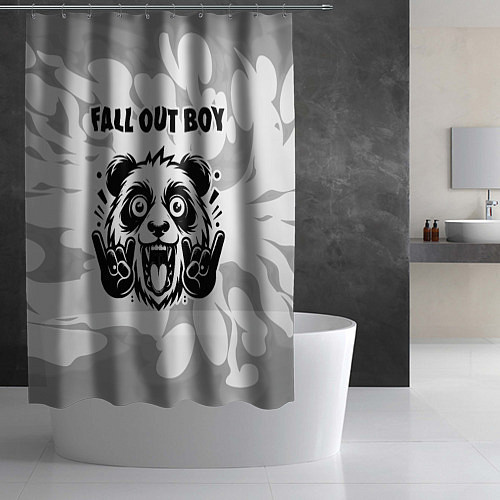 Шторка для ванной Fall Out Boy рок панда на светлом фоне / 3D-принт – фото 2