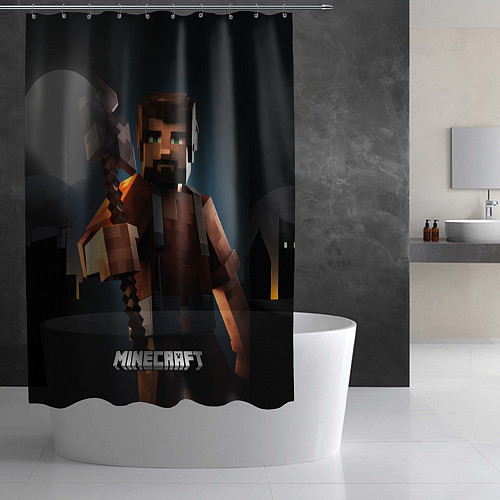 Шторка для ванной Minecraft персонаж с бородой ночью / 3D-принт – фото 2